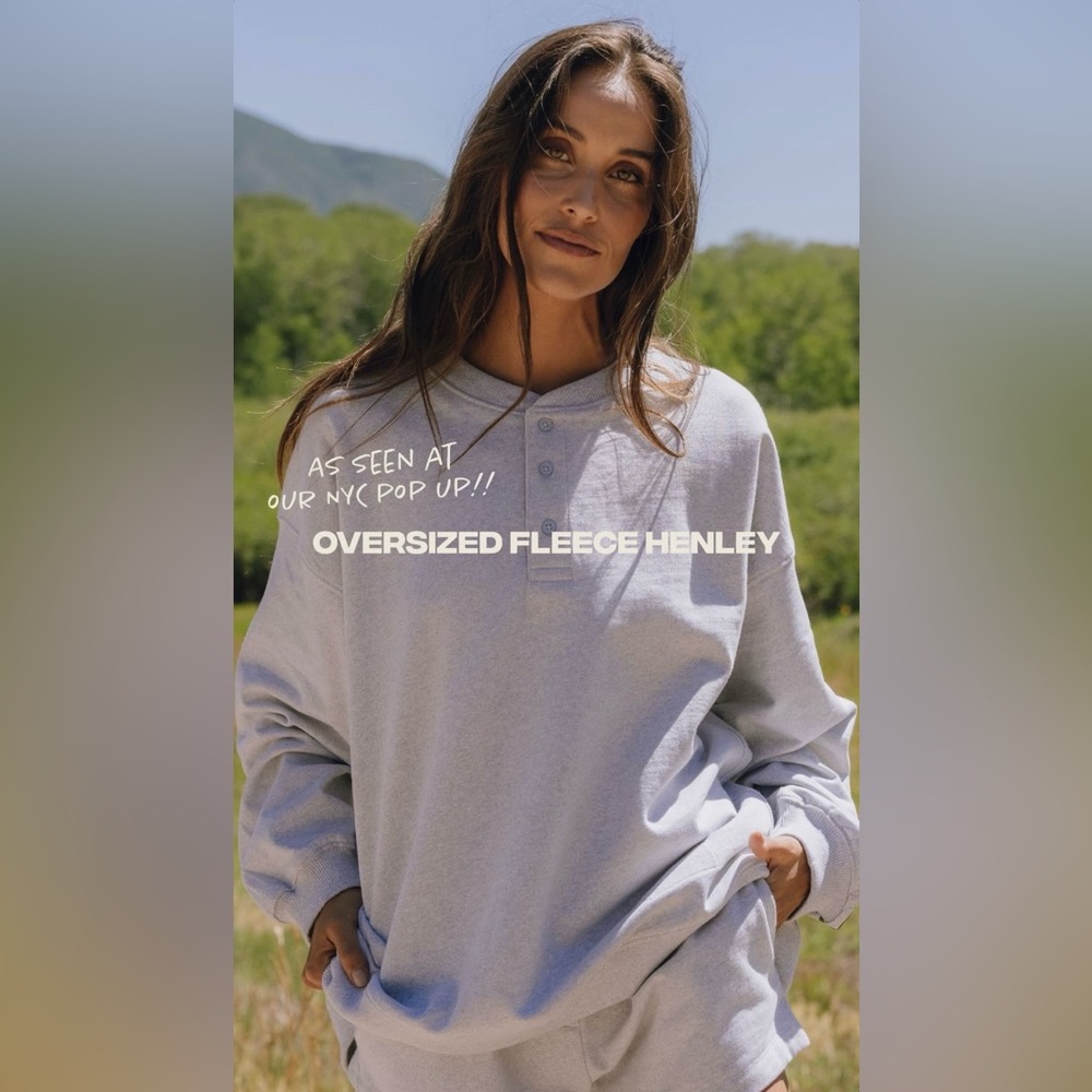NWT Daily Drills Oversized Fleece Henley & Super Shorts in Heather Grey in XS/S